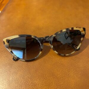 Chloe Cat Eye Blonde Tortoiseshell Italian Made Sunglasses with Gold Hardware